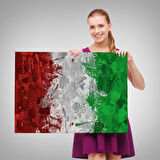 İtalya Bayrağı Kanvas Duvar Tablo, Ev ve Ofis Dekoru, Spor Kulübü, Bar Dekoru-5402