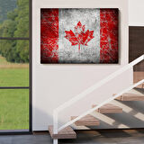 Kanada Bayrağı Rustik Kanvas Tablo, Kanada Bayrağı Tablo, Ev ve Ofis Dekoru-5403