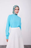 Armine Omzu Pileli Bluz 23K3342 Aqua