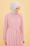 Armine Önü Piliseli Elbise 22Y9435 Pembe