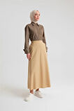 Armine Arkası Lastikli Basic Etek 24Y1617 Camel