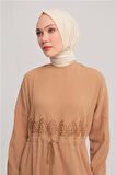 Armine Beli Nakışlı Elbise 24Y9811 Camel