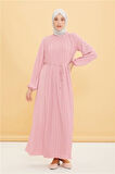 Armine Önü Piliseli Elbise 22Y9435 Pembe