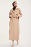 Armine Zincir Kemerli Manto 22K8202 Bej