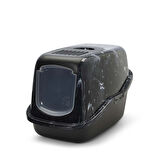 Savic Nestor Mermer | Şık Kedi Kum Kabı – Mermer Siyah Beyaz