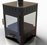 Hotbbaq Hot Rectangle Dört Camlı Şömine Soba