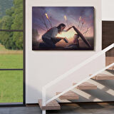 Çocuğunu Bilgi İle Koruyan Anne Kanvas Tablo, Kütüphane Posteri-5411