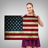 Amerika Birleşik Devletleri Bayrağı Rustik Kanvas Tablo-5412