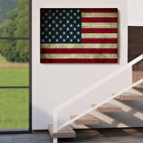 Amerika Birleşik Devletleri Bayrağı Rustik Kanvas Tablo-5412