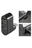  3 Bağlantı Noktalı 90/180 Derece Dönebilir USB 2.0 Çoklayıcı Hub Taşınılabilir Bilgisayarlar İçin