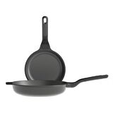 BergHOFF LEO STONE Yapışmaz Alüminyum Döküm 2 li Kızartma Tavası Seti ( 24 cm+28 cm)