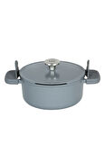 Leo Phantom Kapakli Yapişmaz Tencere 24cm Smoked Grey