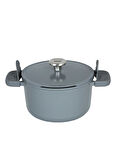 Leo Phantom Kapakli Yapişmaz Deri?n Tencere 24cm Smoked Grey