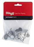 STAGG AKUSTİK GİTAR İÇİN 3+3 BURGU TAKIMI KROM SİYAH DÜĞMELİ SP MHWS CHBB