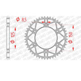 AFAM KTM EXC/EXCF 125/250, HUSQVARNA TC250/TE300/FE501  ÇELİK ARKA DİŞLİ #520 S/C 71304SLK-50