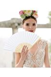 100 adet Bambu - Beyaz Yelpaze