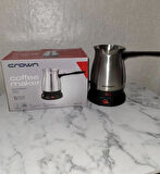 Crown (12 ADET ) Çelik Elektrikli Cezve 7104 600W 6 Fincan Türk Kahve Makinesi emniyet sistemli Paslanmaz çelik Kapalı Rezistanslı 