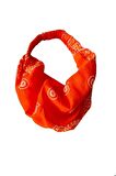 Turuncu Beyaz Mavi Etnik Desenli Bandana, Saç Bandı Saç Bandı