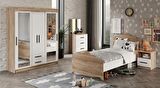 ıldır Çocuk Odası Takımı 4 Parça Tamamı Mdf Flora Beyaz Ayn