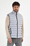 Erkek Dik Yaka Slim Fit Casual Yelek Gri