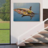 Graffiti Köpek Balığı Kanvas, Pop Art Tablo-5416