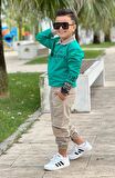 MODAVALS GÖMLEK YAKA SWEATSHIRT VE GABARDİN KARGO PANTOLON ERKEK ÇOCUK KOMBİN