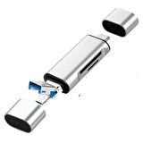 USB 2.0 3 in 1 Kart Okuyucu ve USB Çoklayıcı – Type-C, Micro USB, SD/TF Kart Desteği Zr825