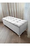 Çizgi Kapitoneli Sandıklı Puf Bench 100 cm