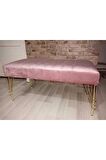 Modern Çizgi Model Puf Ayakucu Bench Gold Metal Ayak 90 Cm