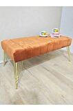 Modern Çizgi Model Puf Ayakucu Bench Gold Metal Ayak 100 Cm