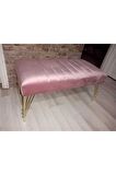 Modern Çizgi Model Puf Ayakucu Bench Gold Metal Ayak 100 Cm