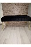 Modern Çizgi Model Puf Ayakucu Bench Gold Metal Ayak 110 Cm