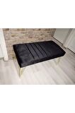 Modern Çizgi Model Puf Ayakucu Bench Gold Metal Ayak 120 Cm