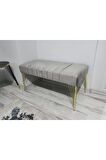 Modern Çizgi Model Puf Ayakucu Bench Gold Metal Ayak 110 Cm