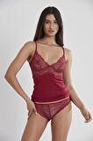 Pierre Cardin Dantelli Penye Atlet Külot Kaşkorse Seti 315 - Bordo