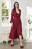 Pierre Cardin 6'lı Penye Gecelik Sabahlık Takım Çeyiz Seti 5045 - Bordo