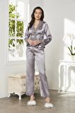 Pierre Cardin 6'lı Saten Gecelik Sabahlık Takım Çeyiz Seti 6335 - Royal