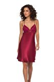 Pierre Cardin Saten Dantelli Gecelik ve Sabahlık Takımı 4285 - Bordo