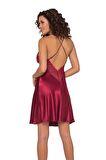 Pierre Cardin Saten Dantelli Gecelik ve Sabahlık Takımı 4285 - Bordo