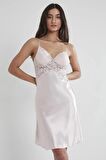 Pierre Cardin Saten Dantelli Gecelik 608 - Pudra