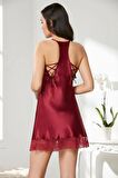 Pierre Cardin Saten Dantelli Gecelik 870 - Bordo