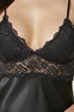 Pierre Cardin Saten Dantelli Gecelik 890 - Siyah