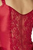 Pierre Cardin Saten Dantelli 3'lü Şort Kombi Sabahlık Takımı 2480 - Kırmızı