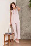 Pierre Cardin Dantelli Penye 3'lü Kadın Pijama Takımı 2800 - Pudra