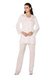 Pierre Cardin Dantelli Penye 3'lü Kadın Pijama Takımı 3050 - Ekru