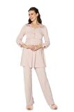 Pierre Cardin Dantelli Penye 3'lü Kadın Pijama Takımı 3050 - Pudra