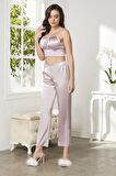 Pierre Cardin Saten 3'lü Crop'lu Kadın Pijama Takımı 2075 - Rose