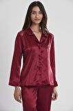 Pierre Cardin Saten Dantelli Pijama Takımı 1438 - Bordo