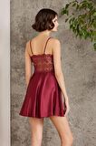 Pierre Cardin 6'lı Saten Gecelik Sabahlık Takım Çeyiz Seti 6005 - Bordo