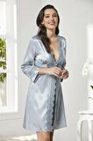 Pierre Cardin 6'lı Saten Gecelik Sabahlık Takım Çeyiz Seti 6010 - Mist